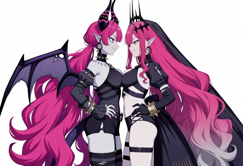 2girls,  simple background,  white background on Tensor.Art
