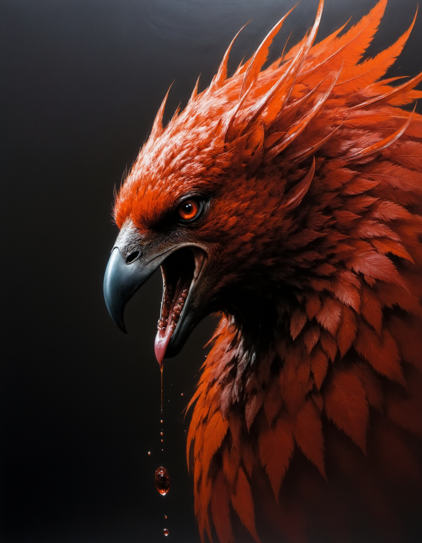 hyper detailed masterful traditional oil painting of a fierce phoenix,  in the style of Game of Thrones,  in the Style of...