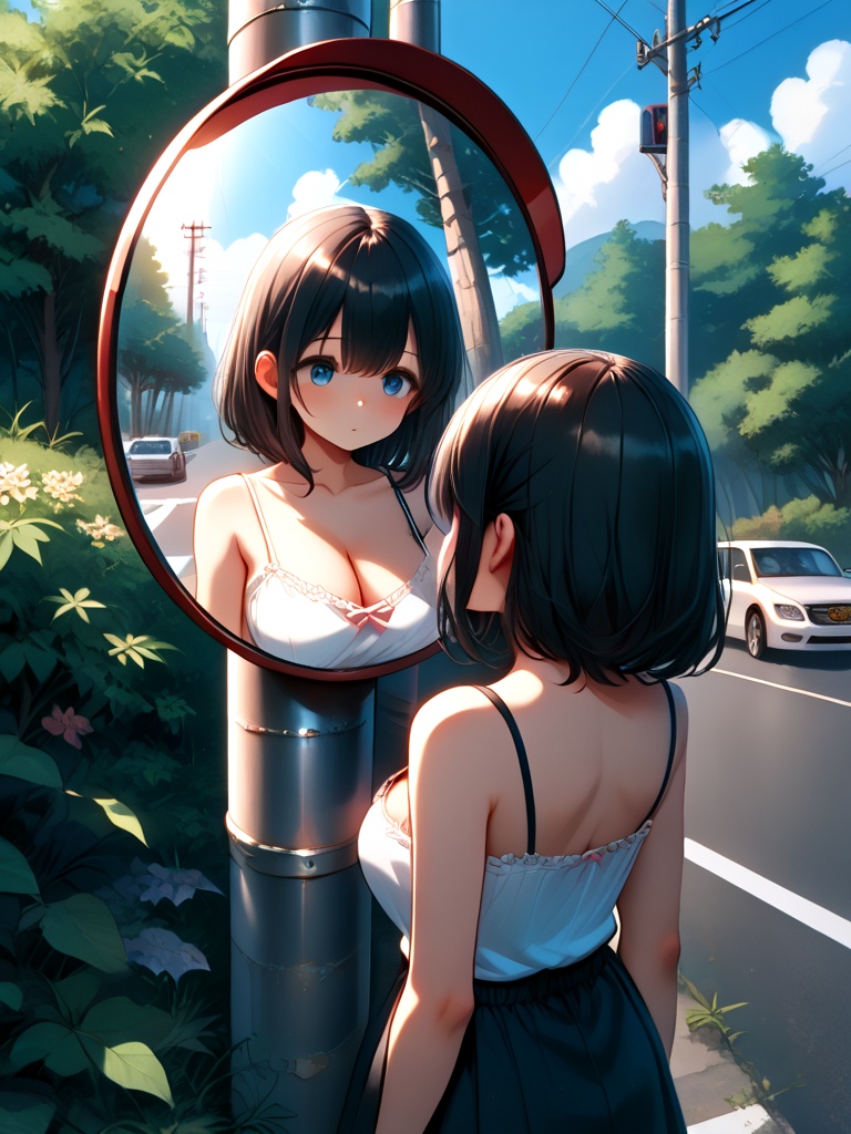 score_9,  source_anime,  convex mirror on utility pole on Tensor.Art