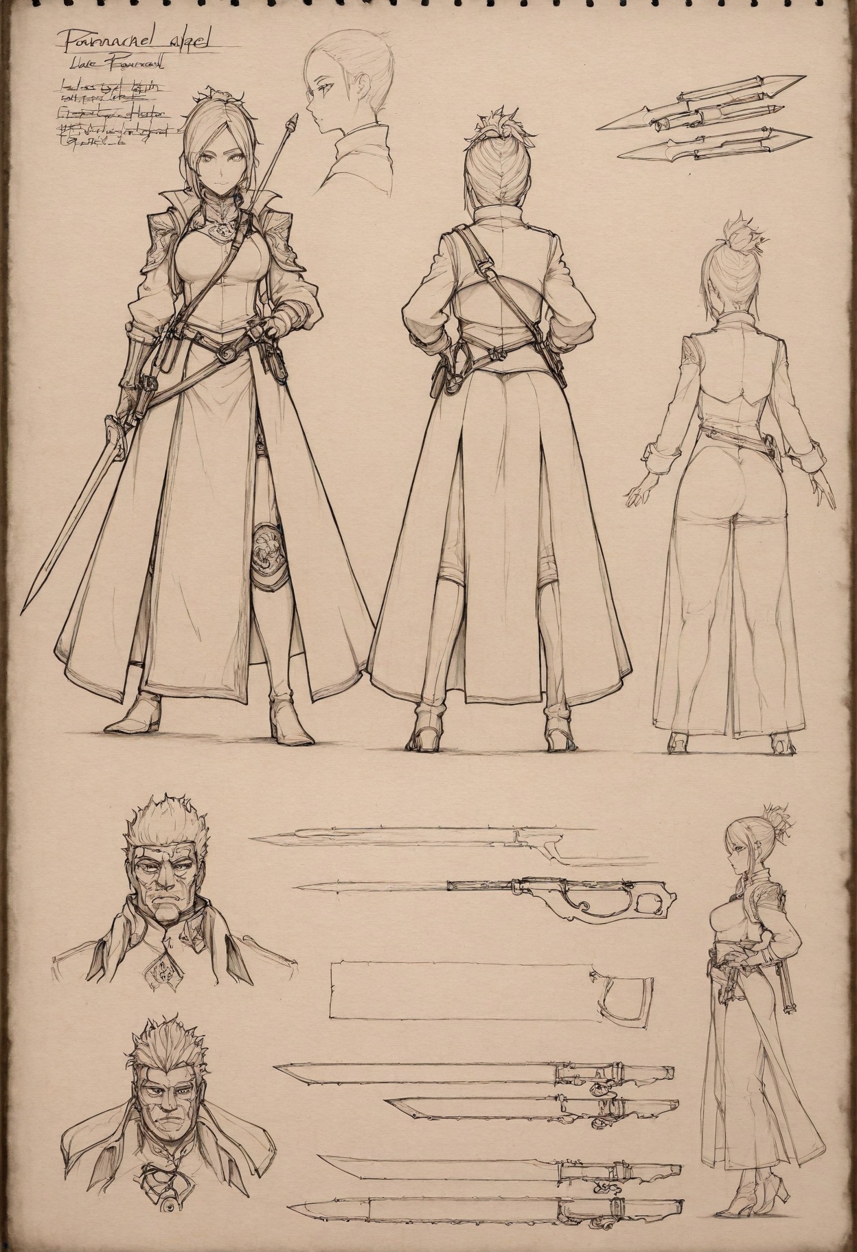weapons,  traditional media,  lineart on Tensor.Art