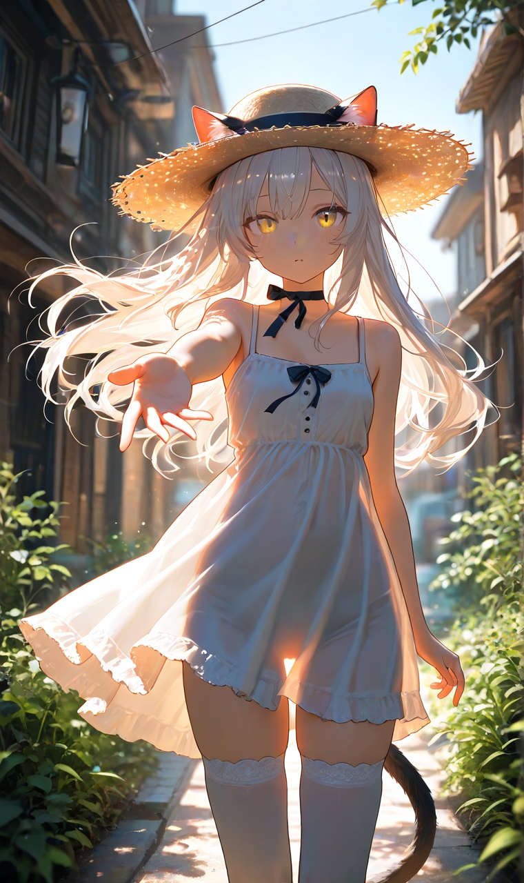 1girl,  cat girl,  black cat ears on Tensor.Art