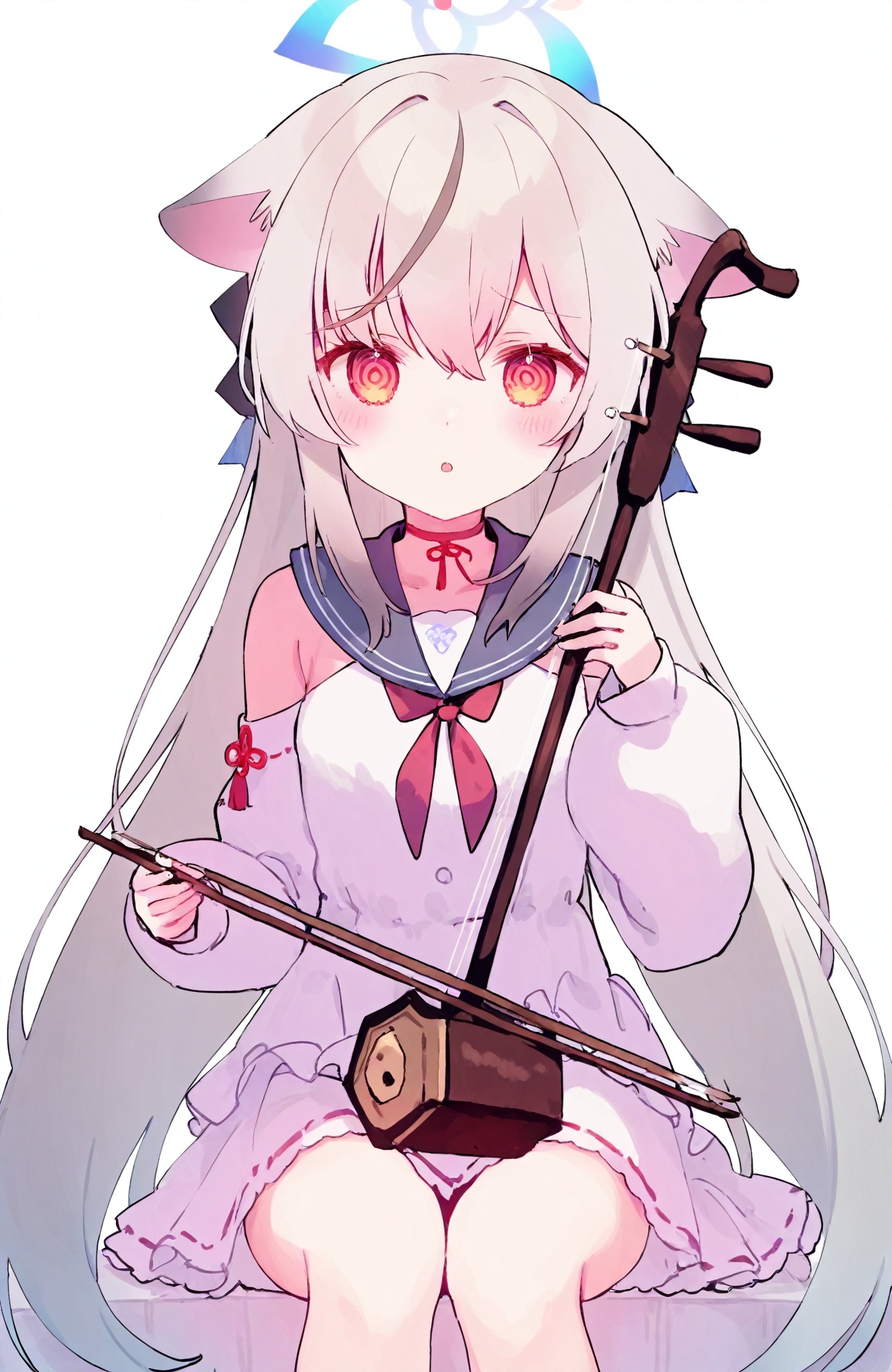 1girl,solo,kuse \(0201\),cream \(nipakupa\),hiten \(hitenkei\),rurudo,weri,toosaka asagi,kokona \(blue archive\),playing instrument,<lora:instrumentsXL:1>,erhu,, masterpiece, newest, absurdres,safe