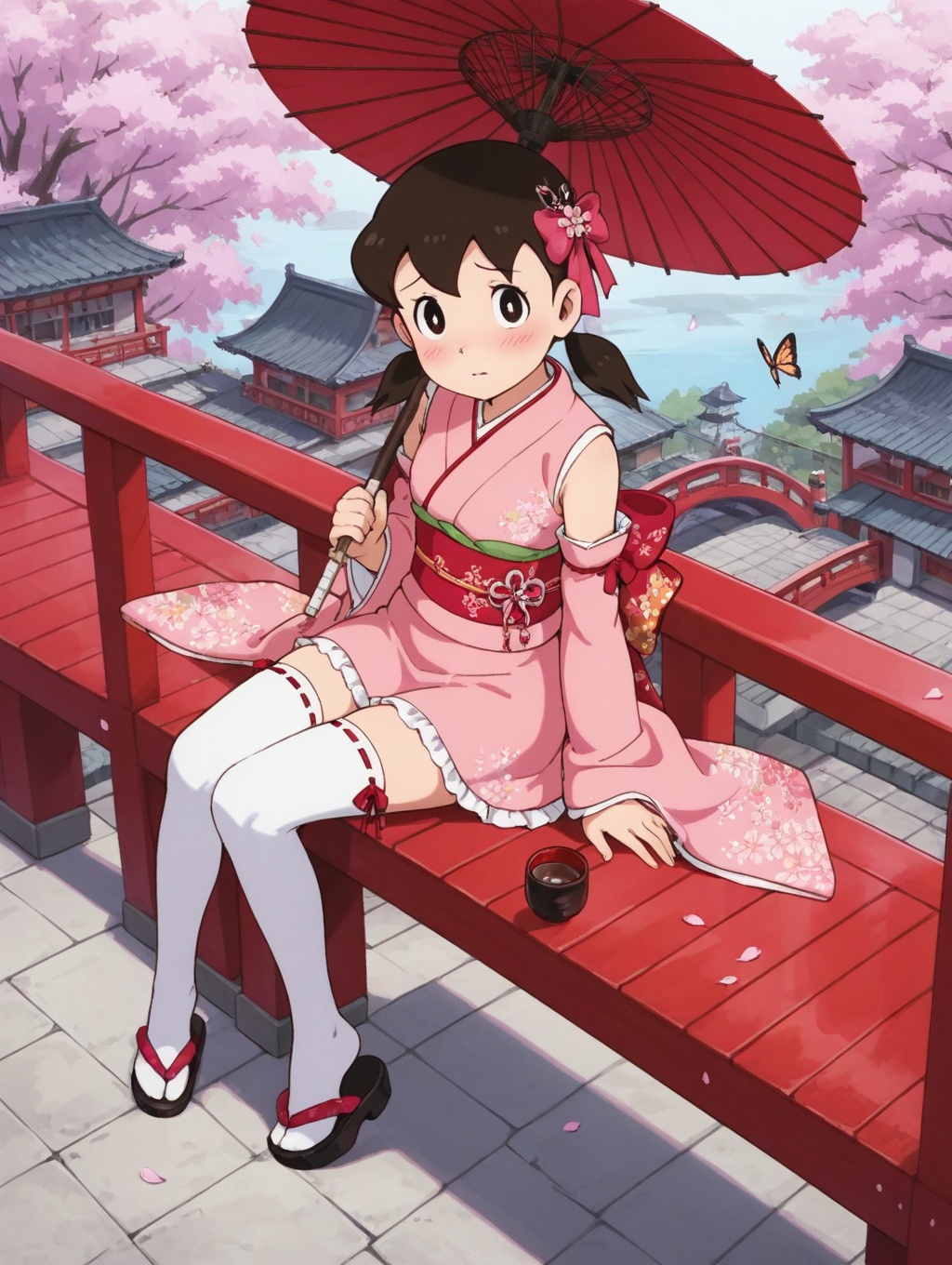 minamoto shizuka,  umbrella,  1girl on Tensor.Art