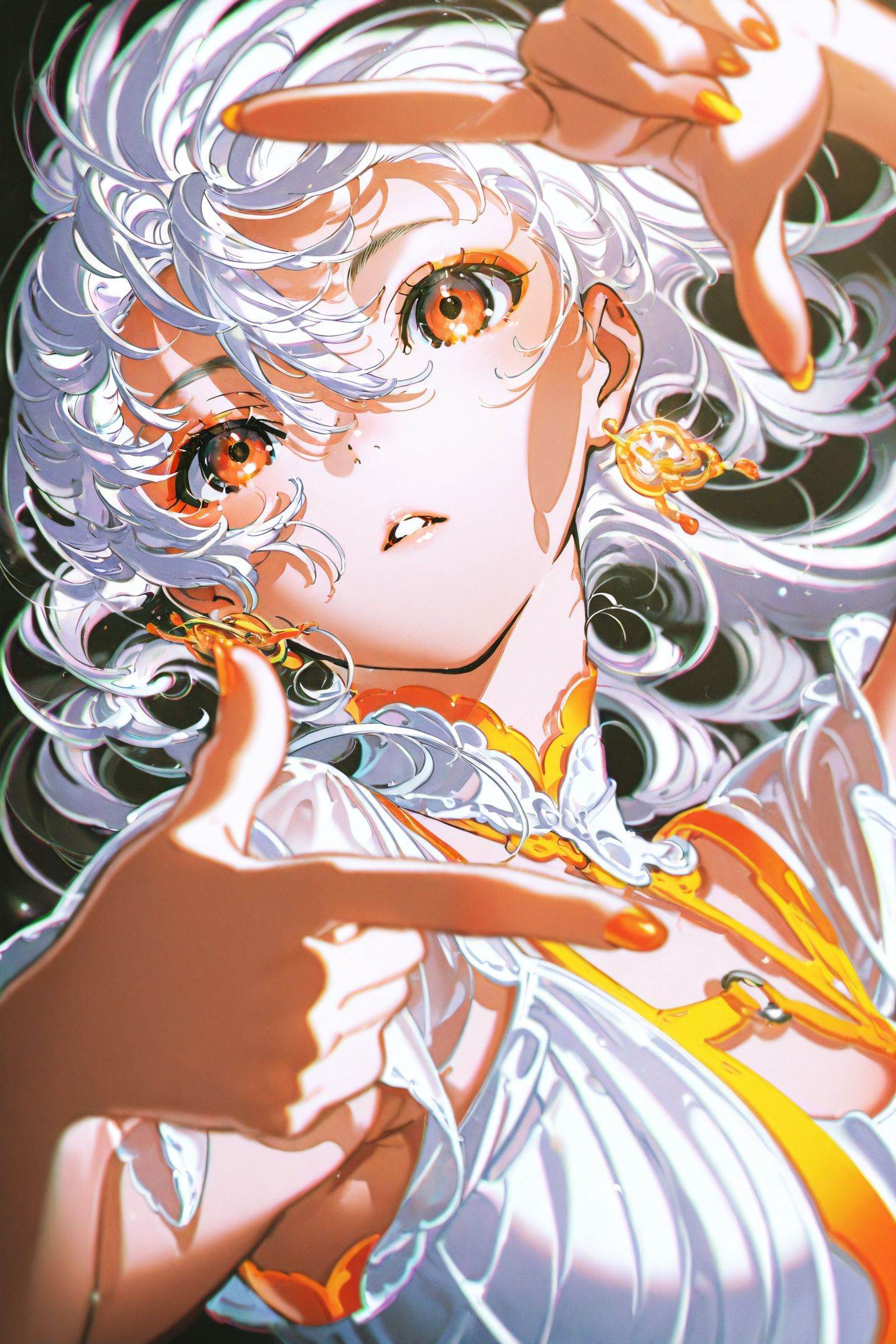 Yoneyama Mai Style,  1girl,  orange nails on Tensor.Art