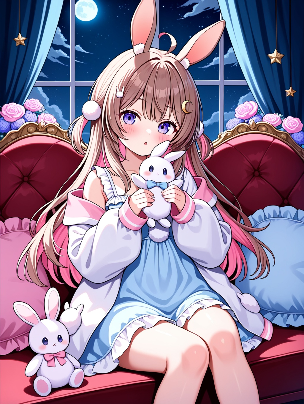 1girl,  animal ears,  moon on Tensor.Art