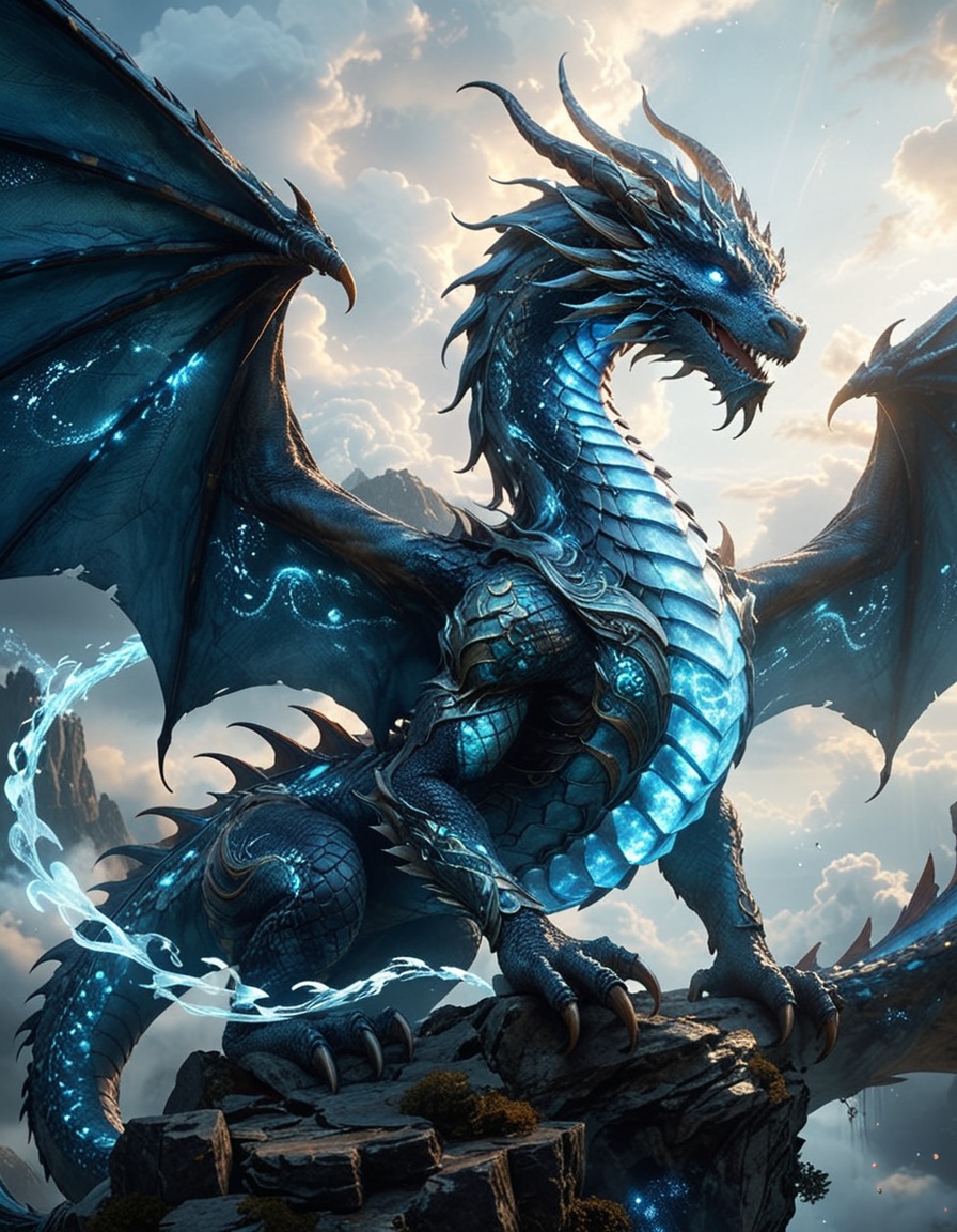 dragon creature,  glowing scales,  ancient markings on Tensor.Art