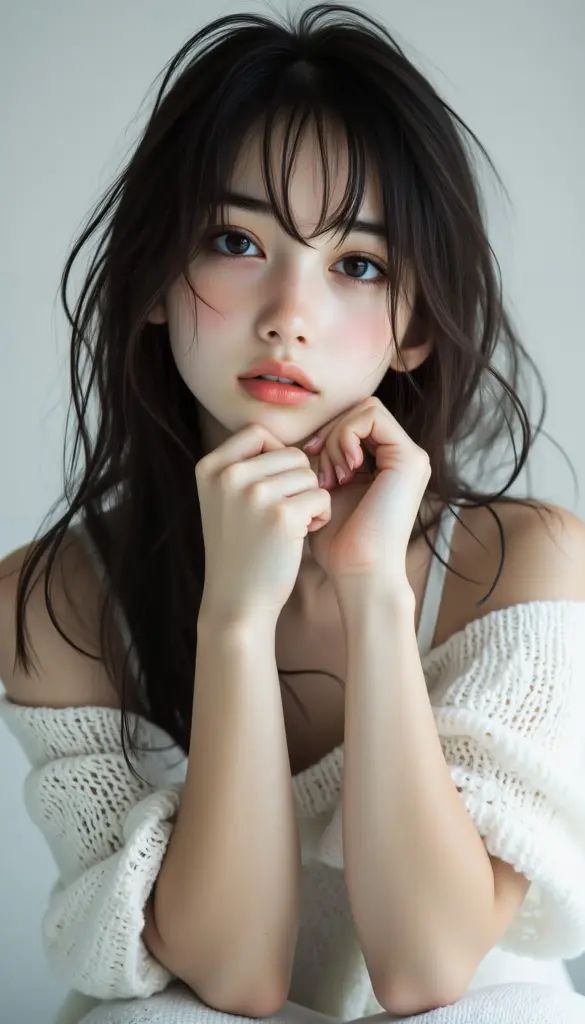midjourney_whisper_innocent_eyes,  beautiful teenage Japanese girl,  expressive innocent eyes on Tensor.Art