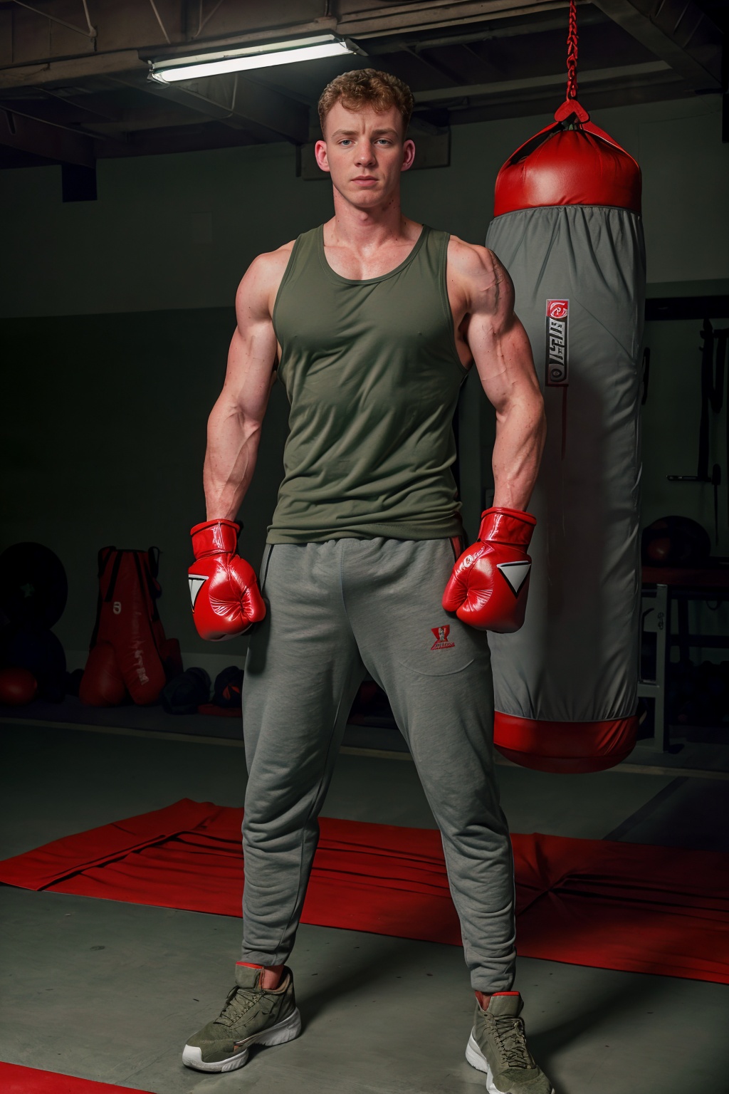 military gym,  army gym,  weight machines in the background on Tensor.Art