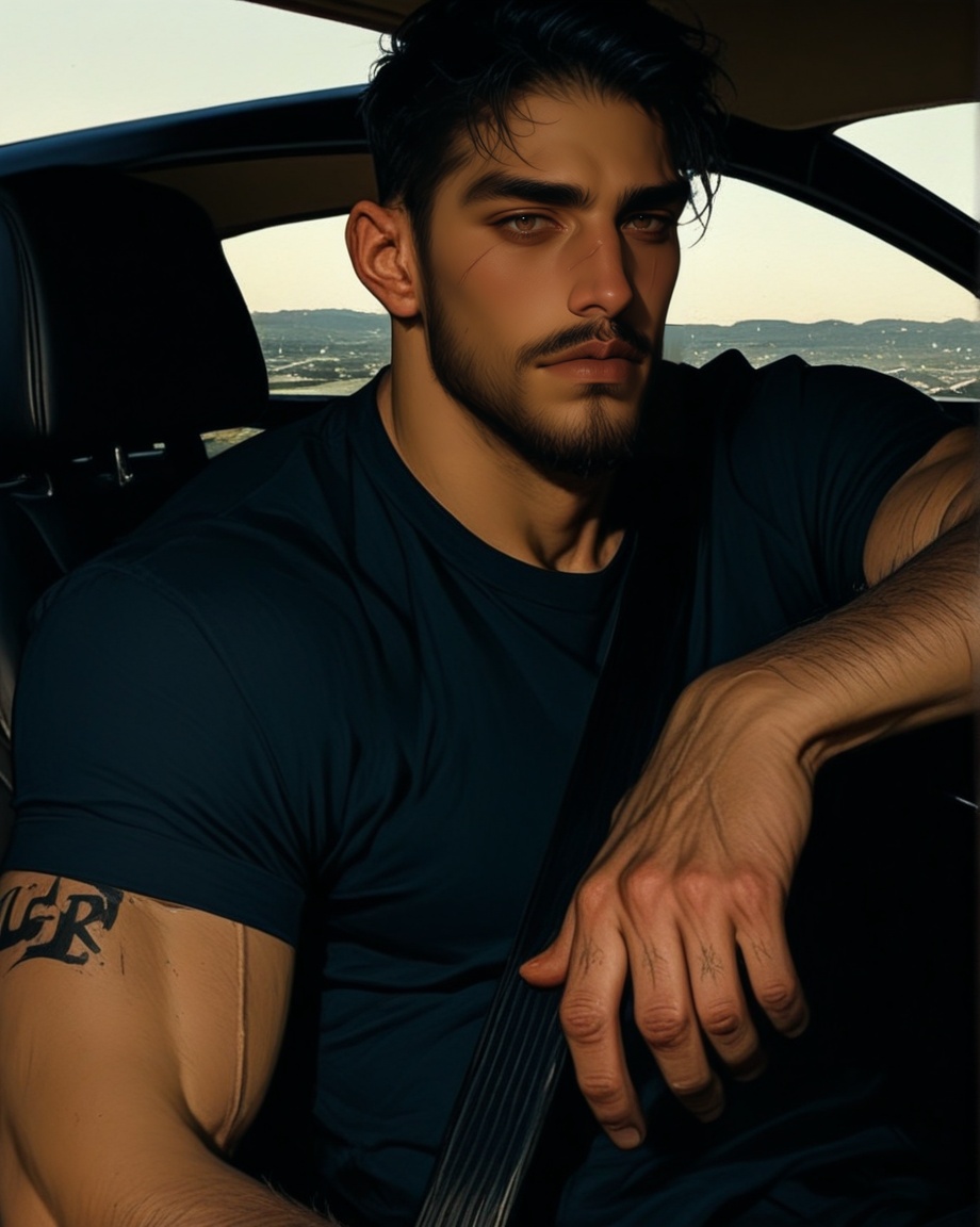 1boy,  male focus,  facial hair on Tensor.Art