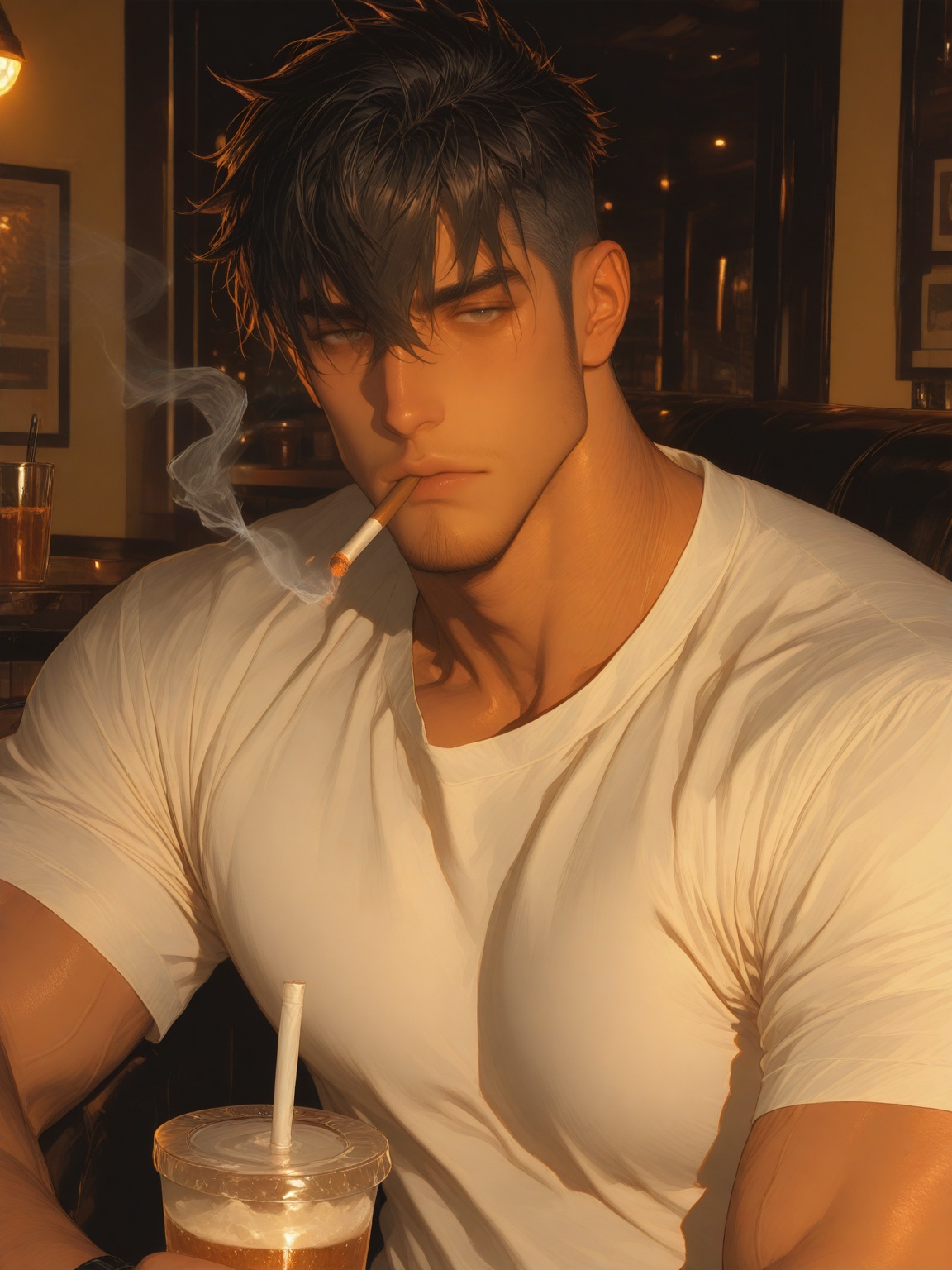 1boy,  muscular male,  lips on Tensor.Art
