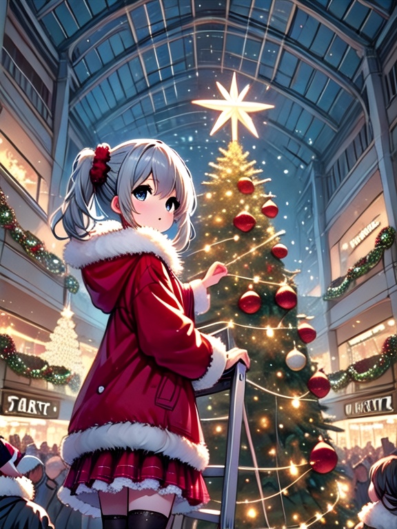 ((christmas tree with festive lights)),  ((1girl)),  ((cowboy shot)) on Tensor.Art
