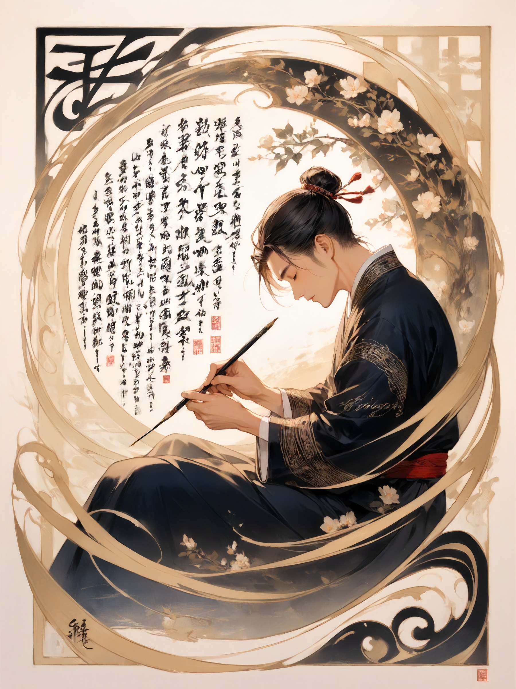 Best quality,  masterpiece,  calligraphy patterns on Tensor.Art