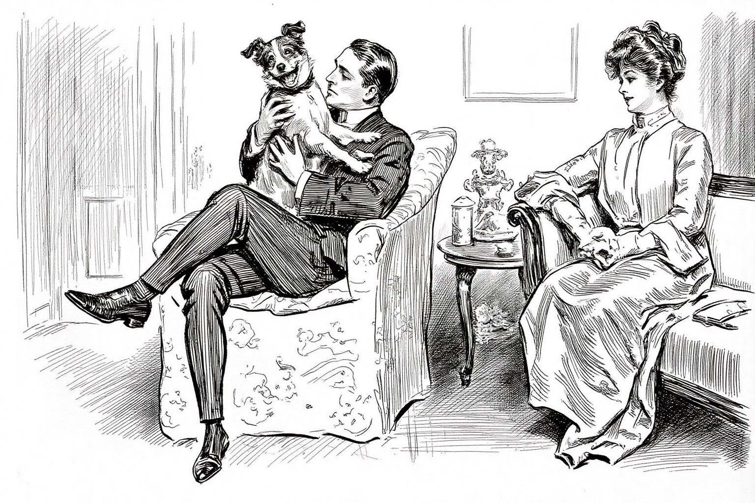 charlesdgibson1 illustration.A cozy,  domestic setting with three main figures: a man,  a woman on Tensor.Art