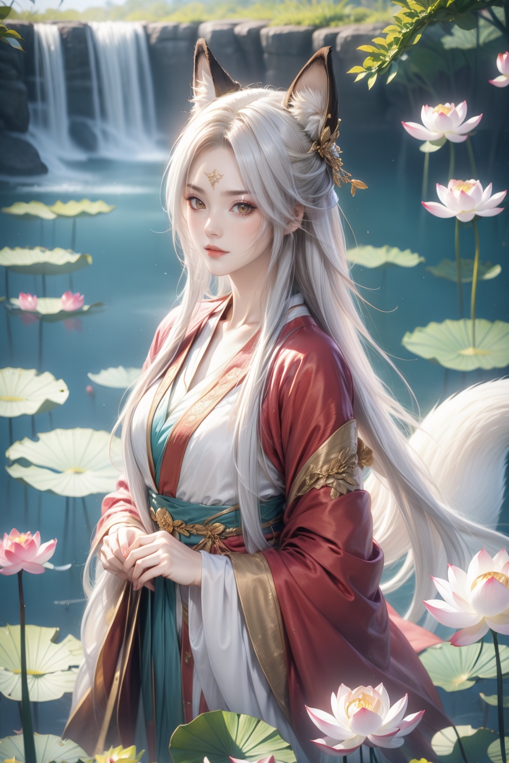 1girl,  solo,  white hair by 天TIN on Tensor.Art
