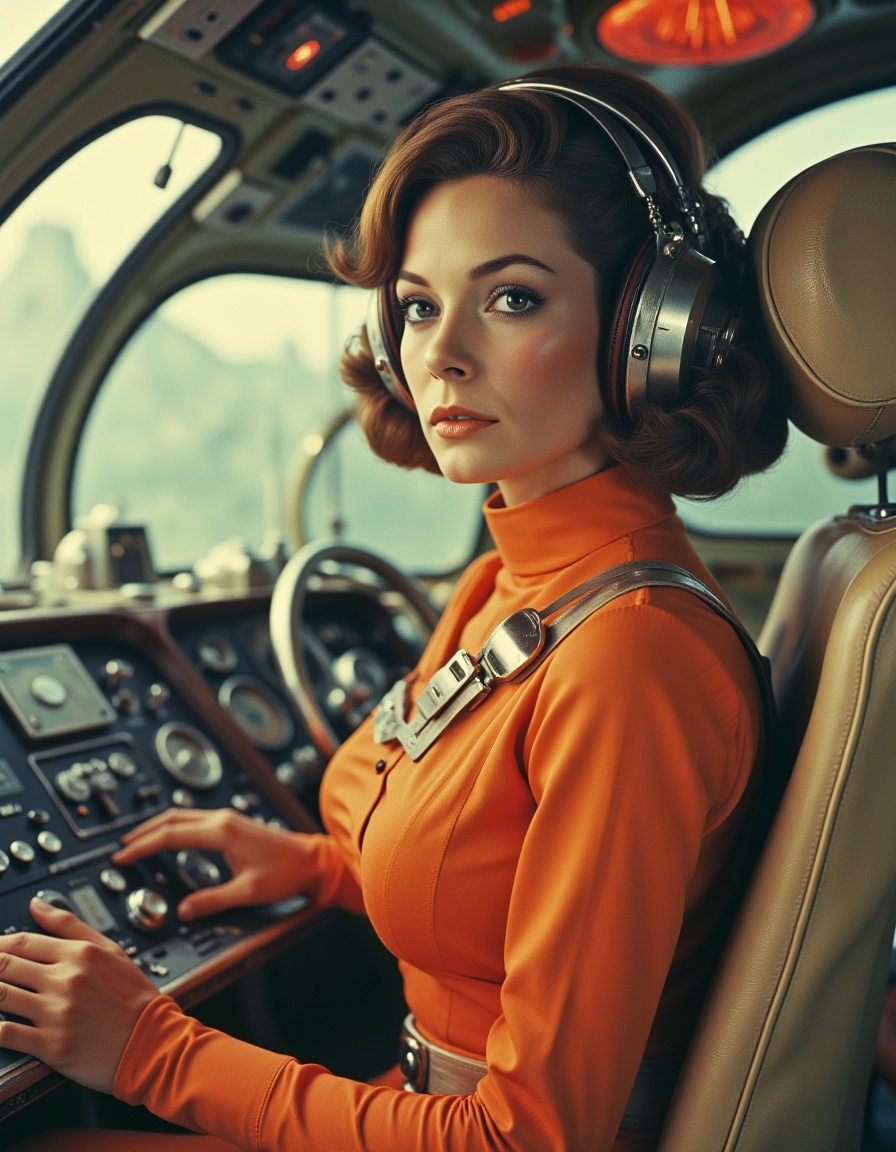 Vintage Sci-fi A woman in a spaceship on Tensor.Art