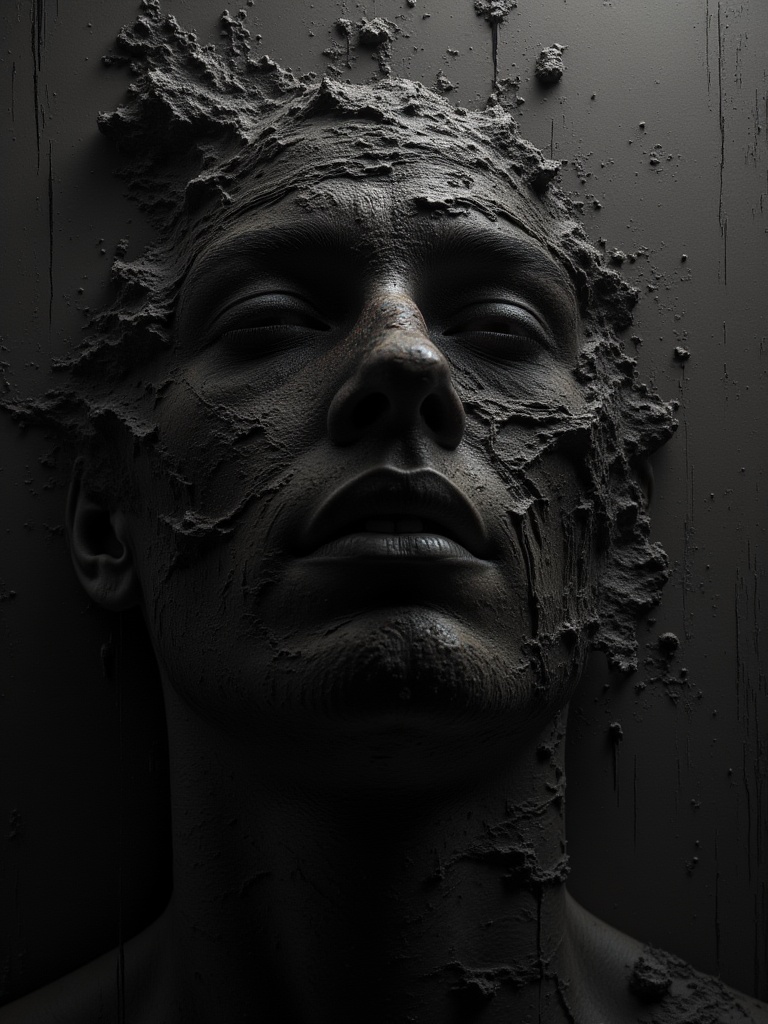 a dark and breathtakingly ominous image of an absurd abstract texture design,  blending shape and reality. gl1tchc0re on T...