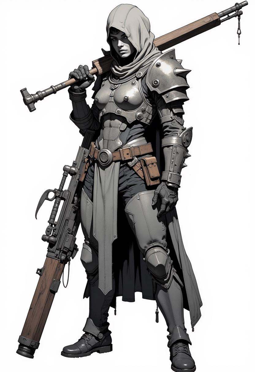 A digital drawing featuring an epic detailed digital character rendering of a mixed-race futuristic warrior with a distinc...