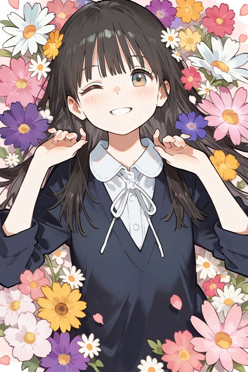 1girl,  solo,  one eye closed on Tensor.Art