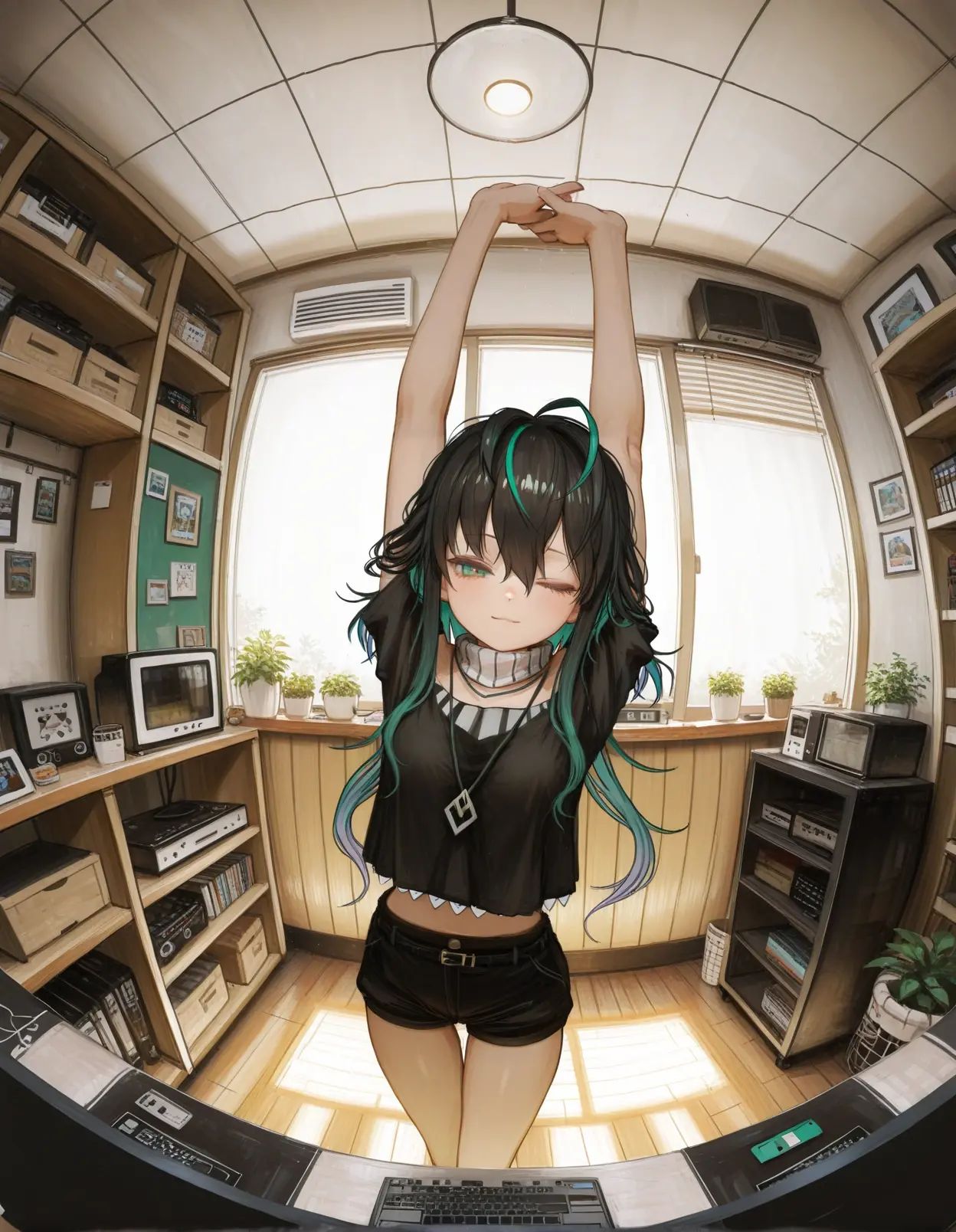 1girl,  shin yuya \(gamer\),  stretching on Tensor.Art