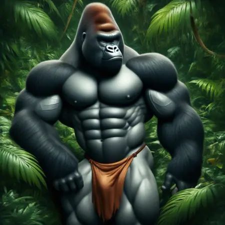 silverback gorilla,  solo,  very tall on Tensor.Art