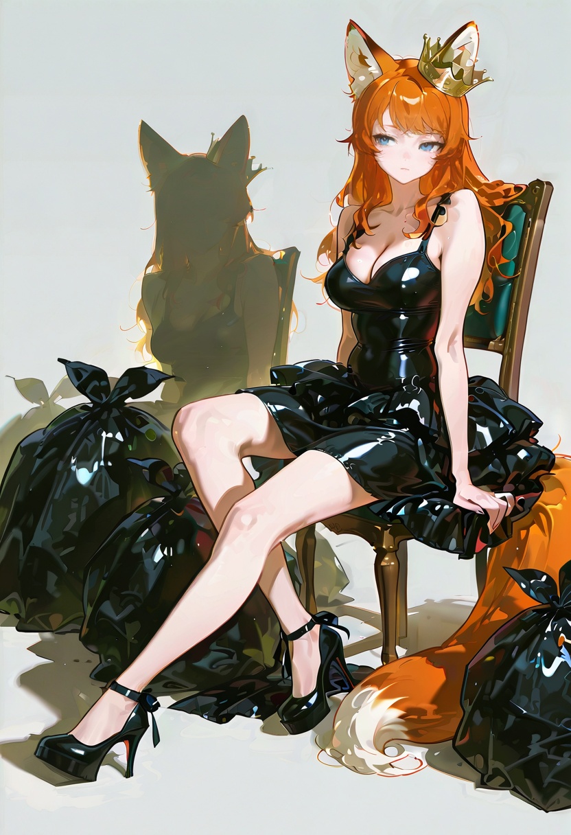 1girl,  solo,  black latex dress on Tensor.Art