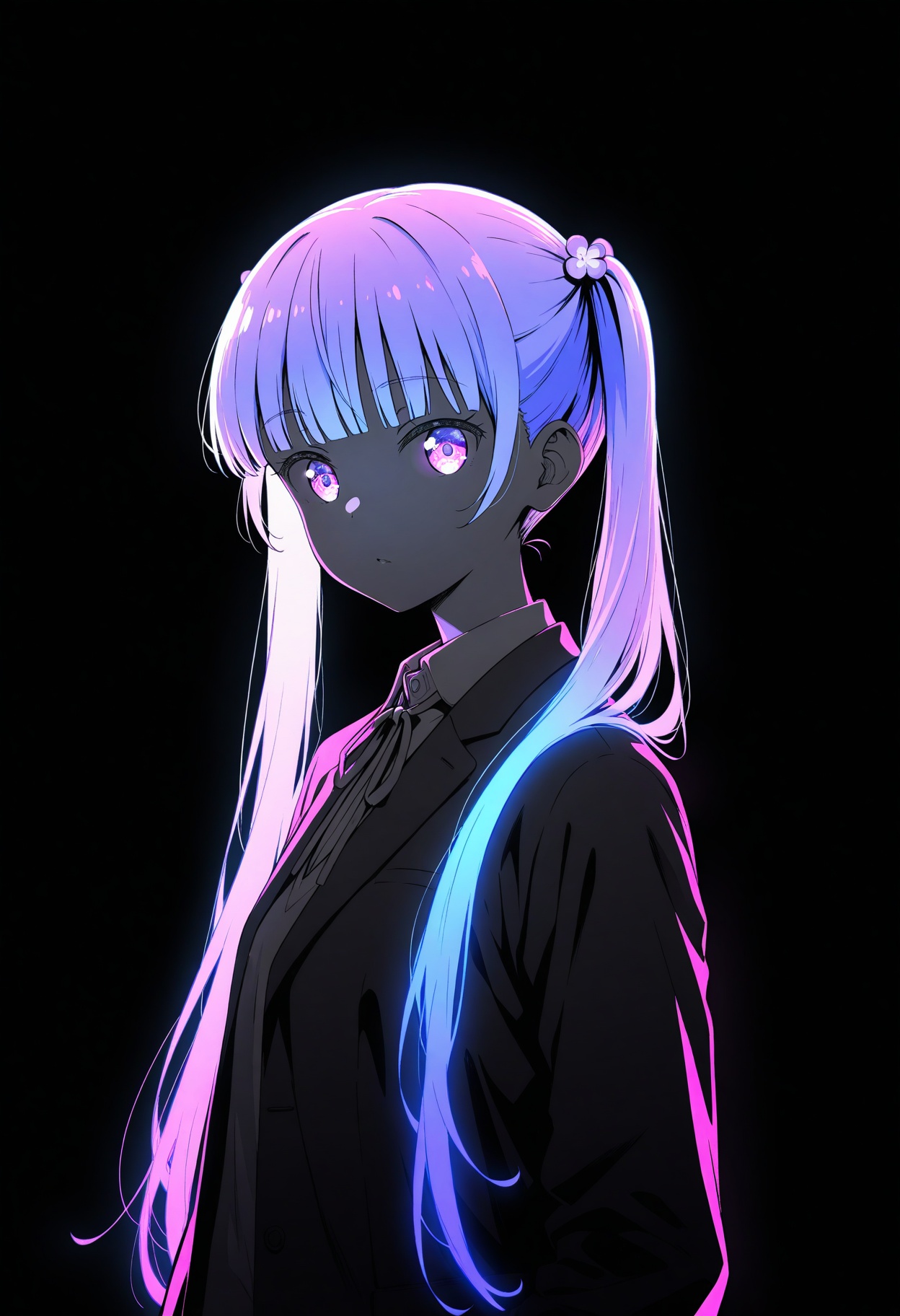 suzukaze aoba,  limited palette,  black background on Tensor.Art