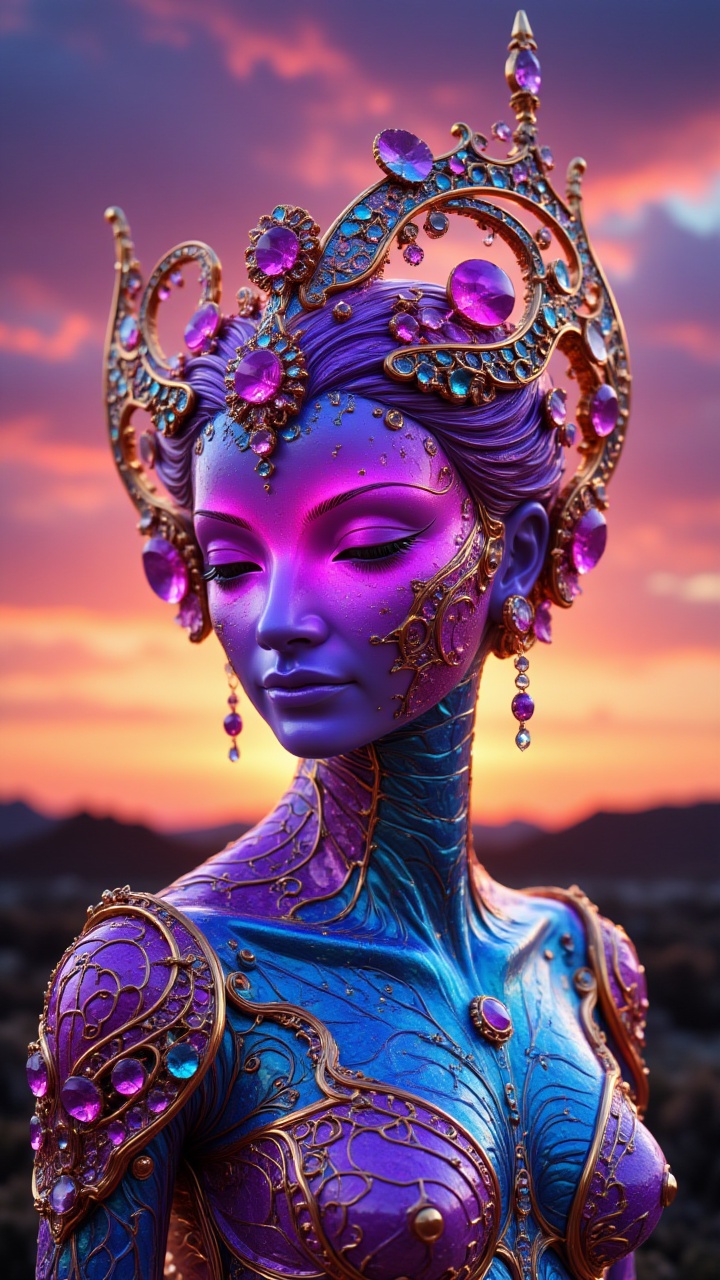 Digital art,  In a world where animals can live,  a vibrant and intricate digital artwork comes to life. The Venus is depi...