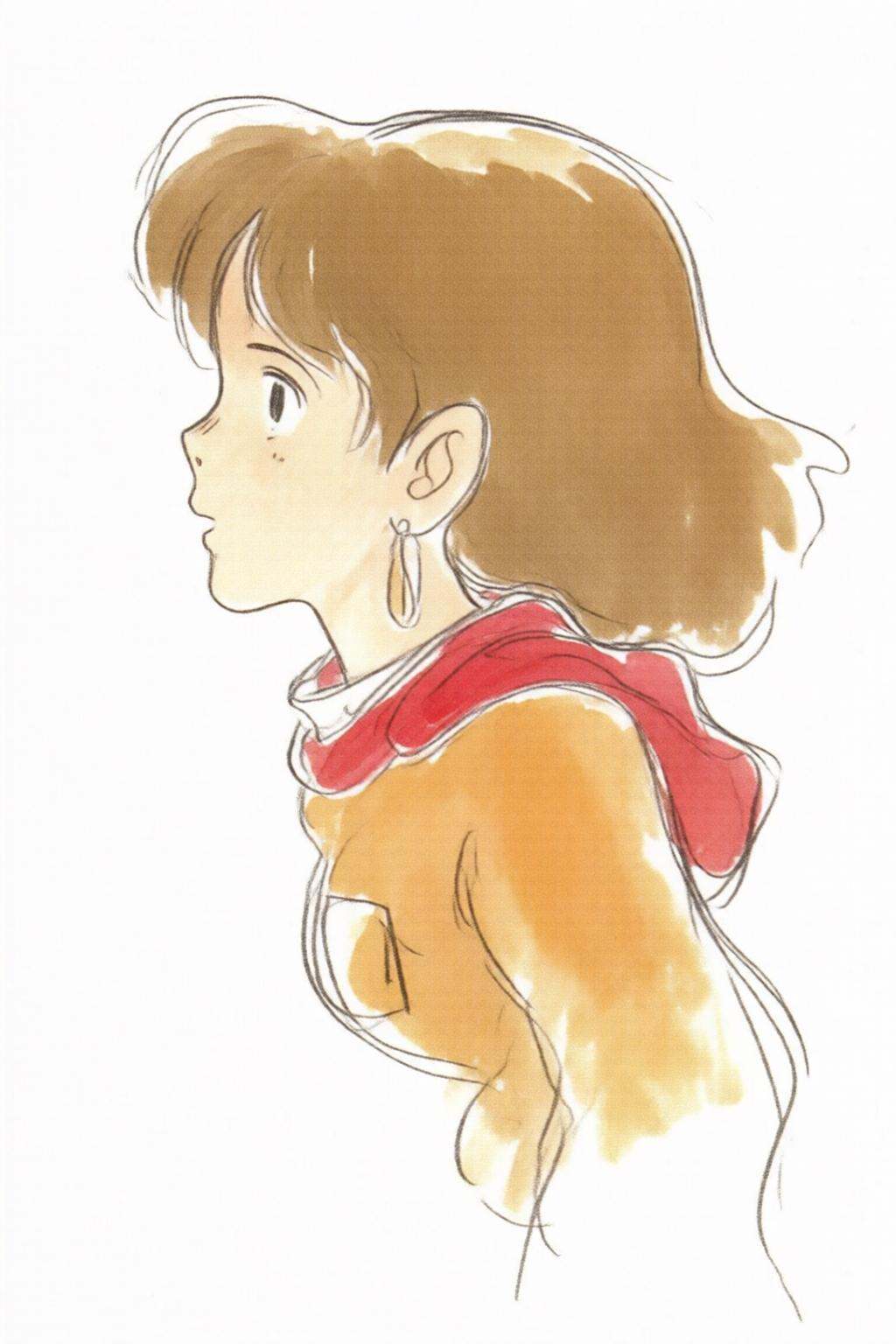hayaomiyazaki3q illustration.A girl,  Nausicaa,  shown in side profile on Tensor.Art