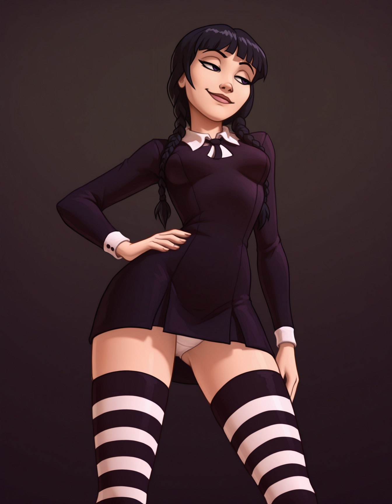short dress,  collared dress,  thigh socks on Tensor.Art