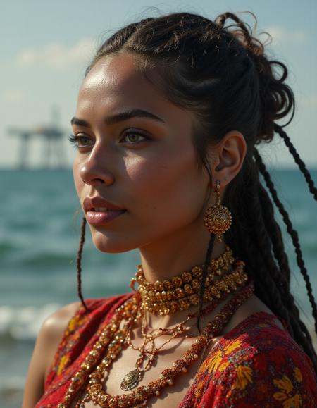 sunlight on face,  a Glamorous woman,  Cornrows Hair on Tensor.Art