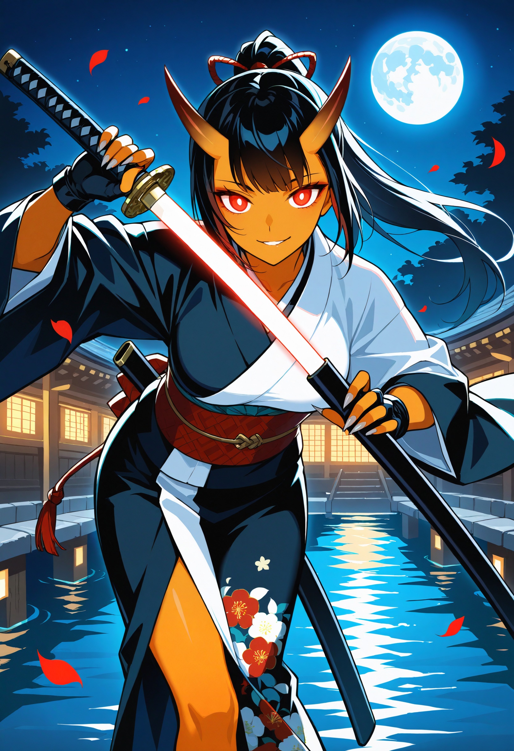 1girl,  weapon,  horns on Tensor.Art