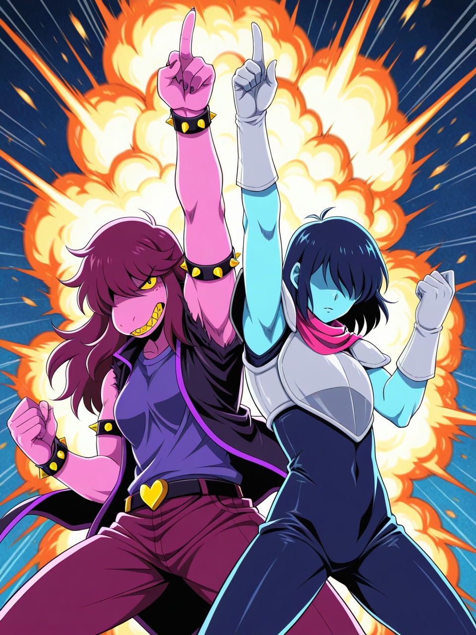 duo kris \(deltarune\),  susie \(deltarune\),  jojo pose on Tensor.Art