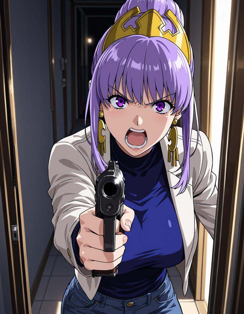 julietta,  purple eyes,  jacket on Tensor.Art