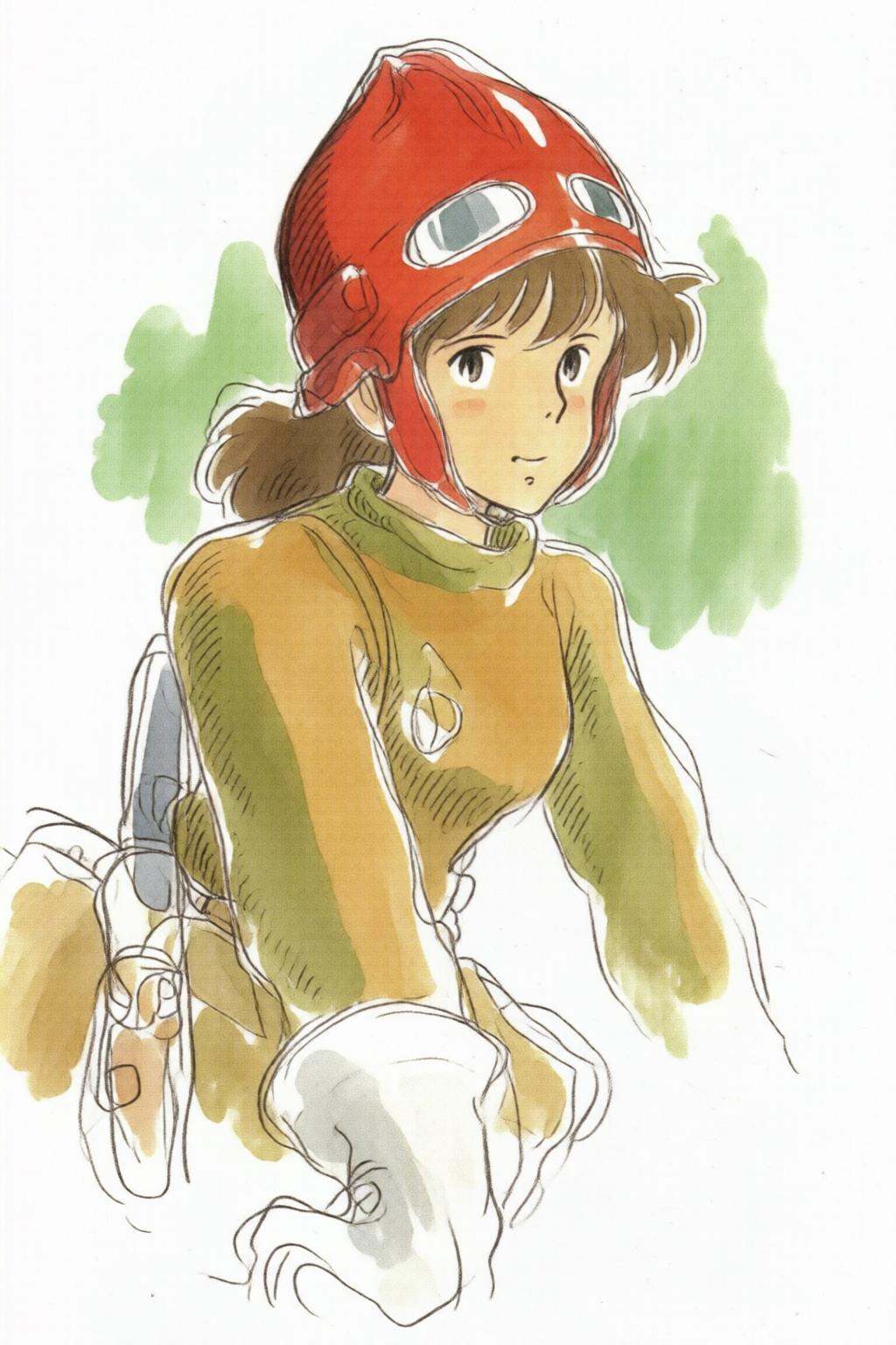hayaomiyazaki3q illustration.A girl,  Nausicaa,  with shoulder length hair on Tensor.Art
