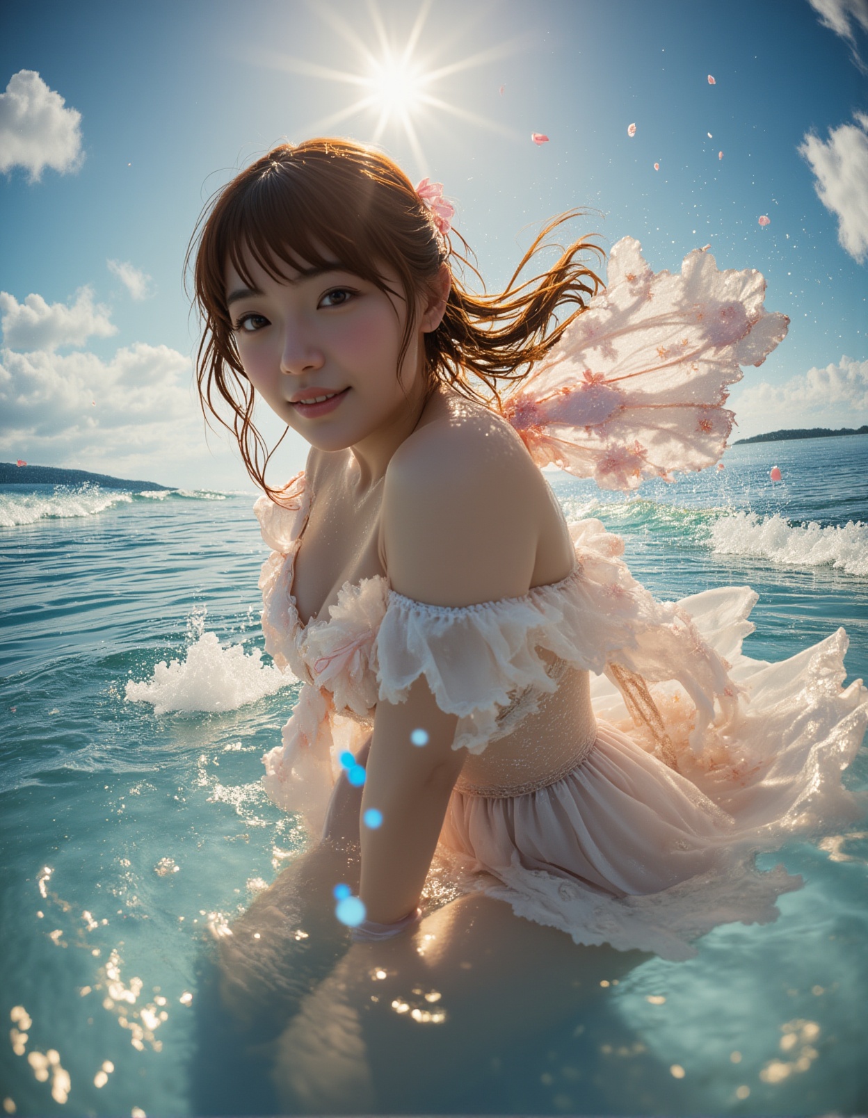 A masterpiece of the highest quality,  featuring an close-up shot of an extremely delicate and beautiful young woman at th...