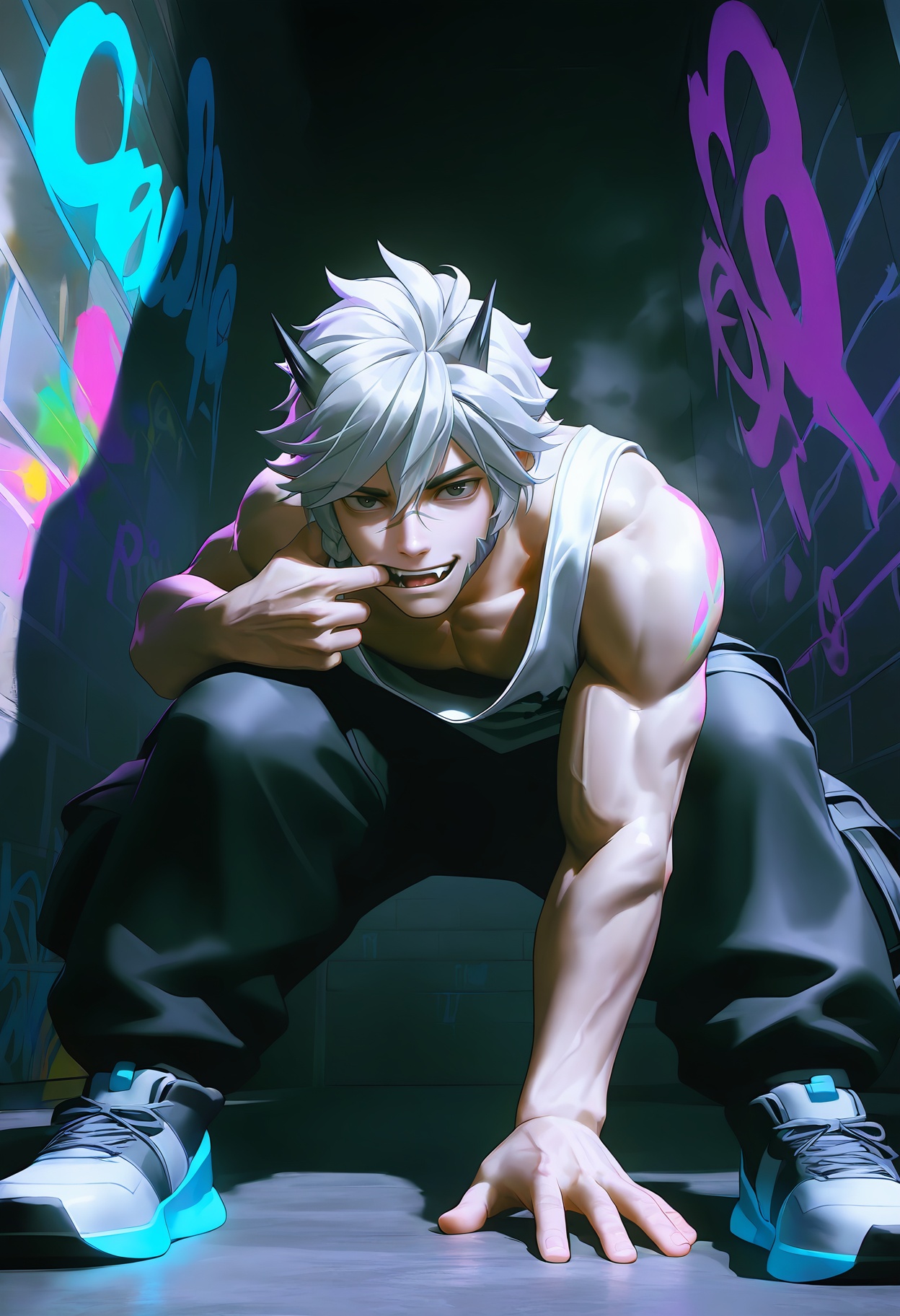 muscular male,  healthy skin,  from below on Tensor.Art