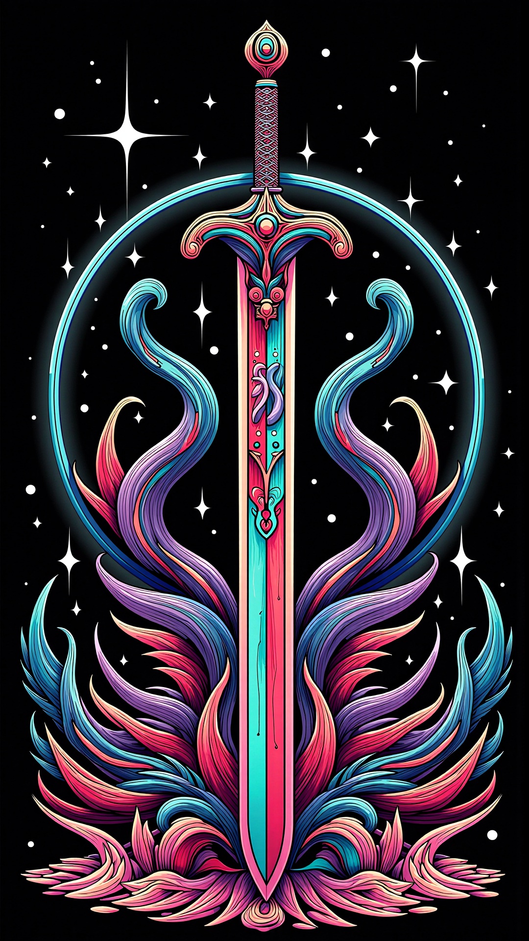 lineart,  colorful,  sword on Tensor.Art