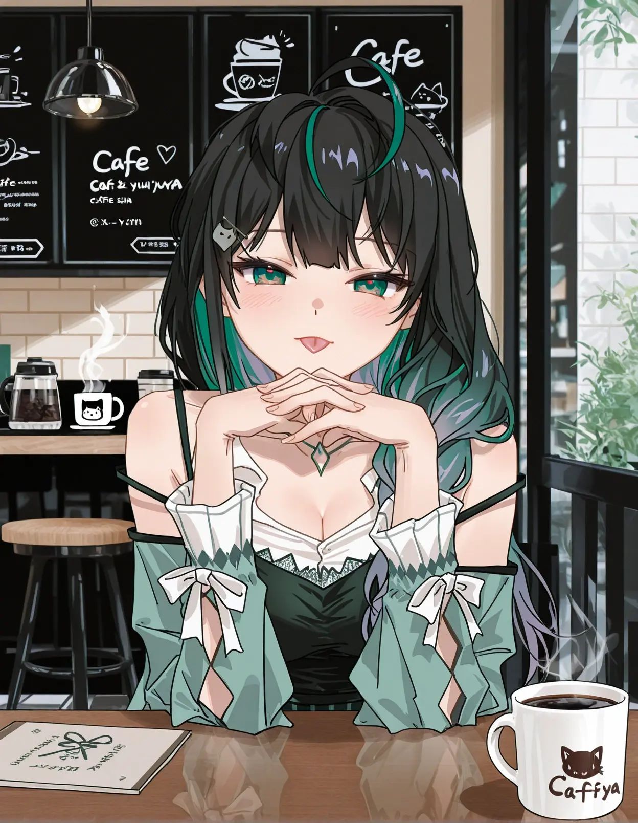 1girl,  shin yuya \(cute\),  cafe on Tensor.Art