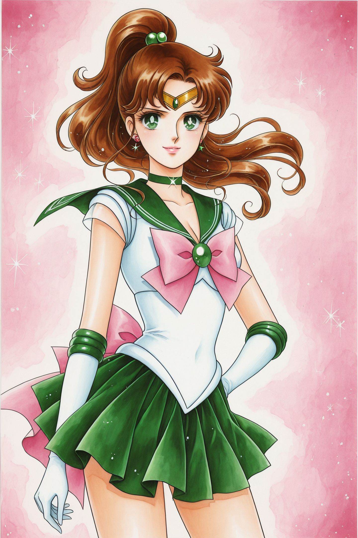 1girl,  sailor senshi uniform,  sailor jupiter on Tensor.Art