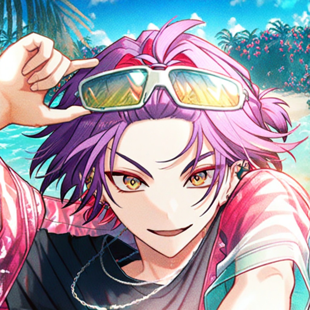 watarai hibari,  1boy,  adjusting eyewear on Tensor.Art