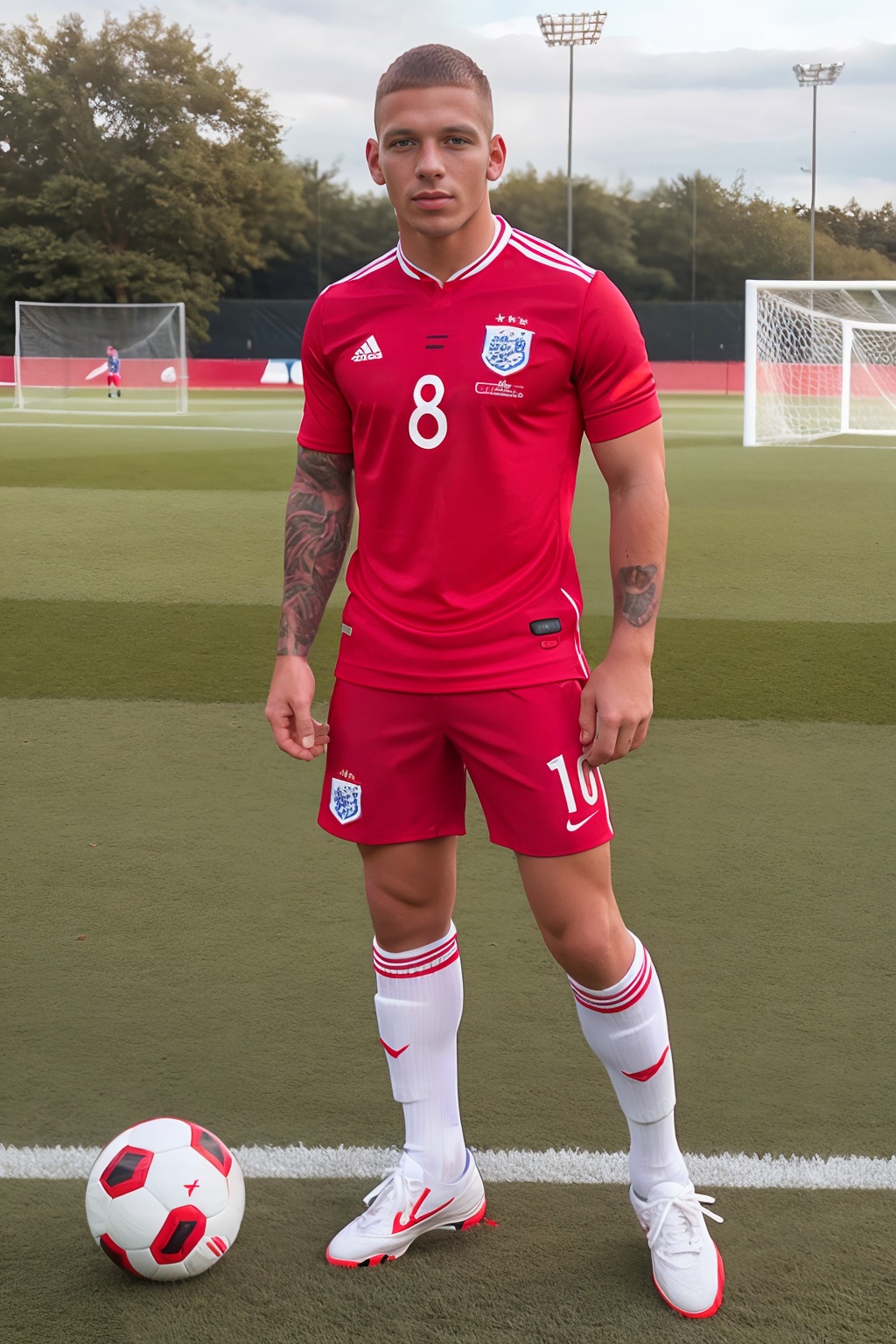 on a soccer field,  BrandonPMyers,  slight smile on Tensor.Art