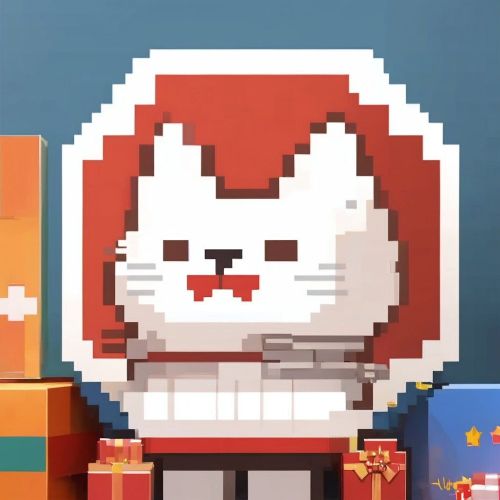 masterpiece,best quality,(1huge cat)super cute,front view,gift box,english text and symbol as background, <lora:数字头像sdxl:0.7>