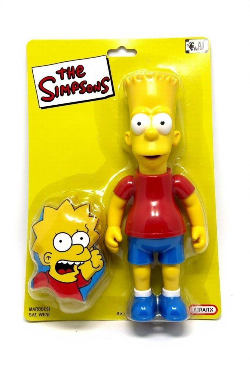 The image is a photograph of a packaged action figure of Bart Simpson. on Tensor.Art