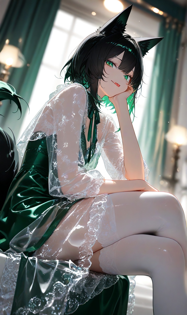 1girl,  fox girl,  black hair on Tensor.Art