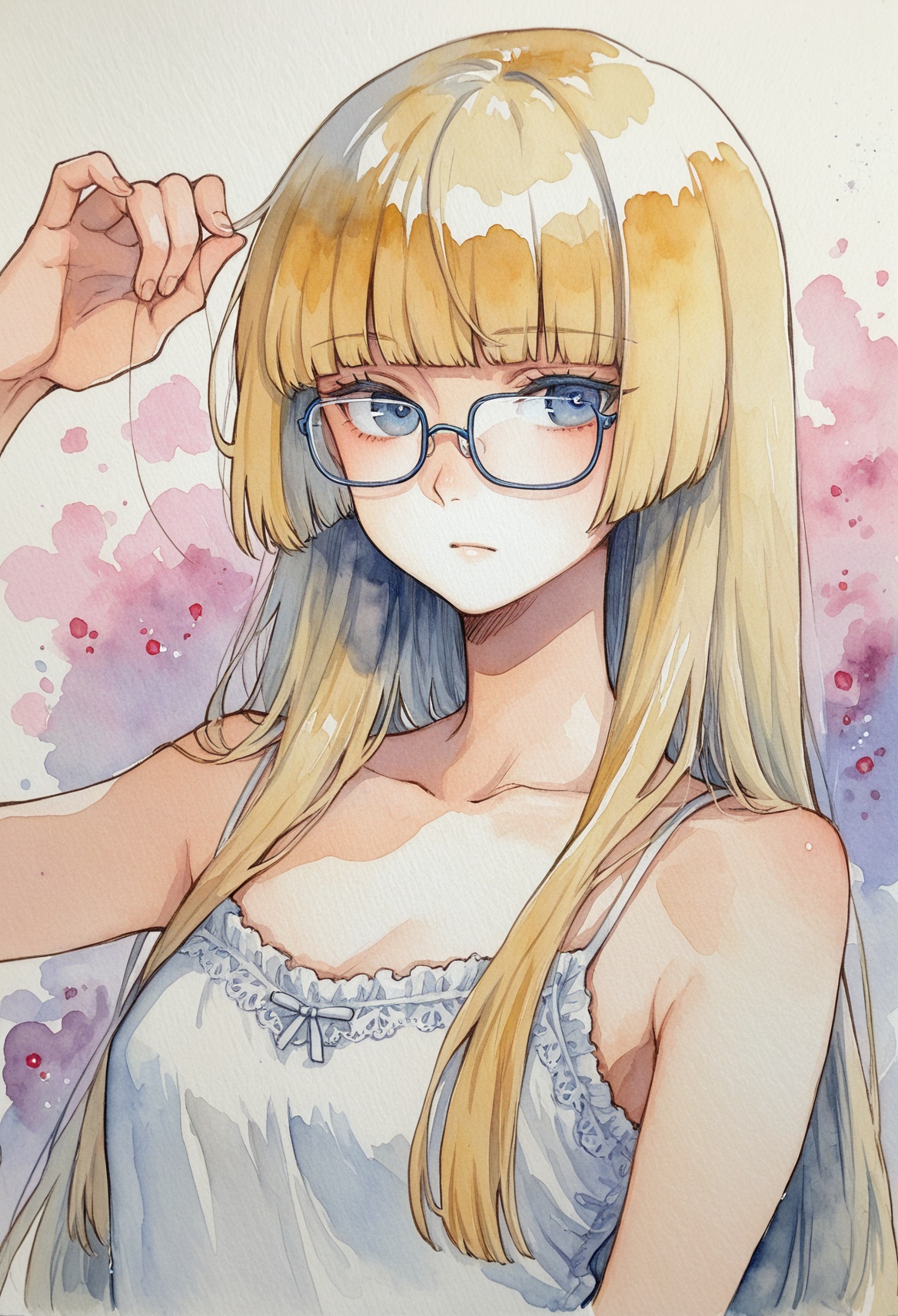 1girl,  hime cut,  blonde hair on Tensor.Art
