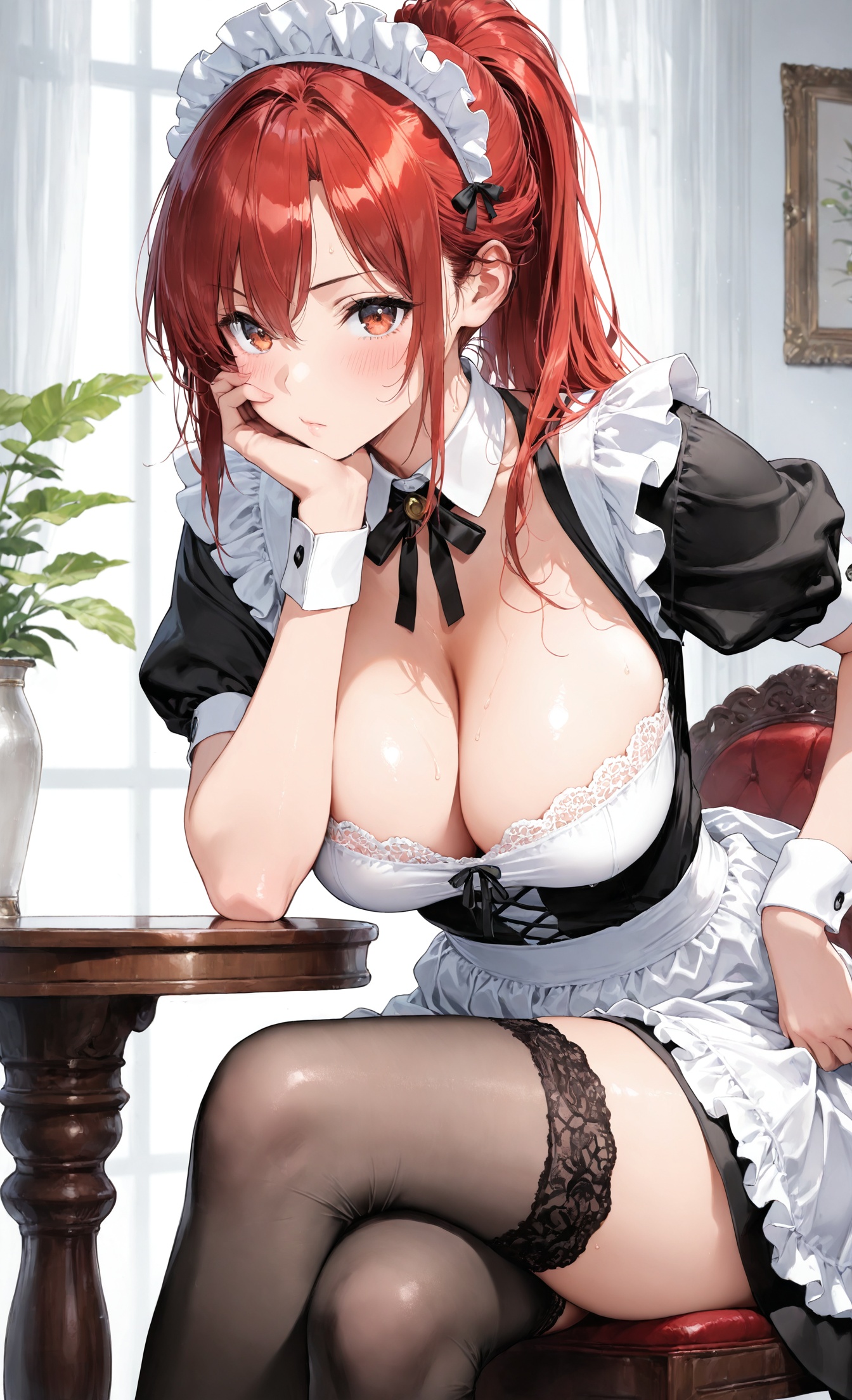 Red ponytail,  beautiful woman,  ***** on Tensor.Art