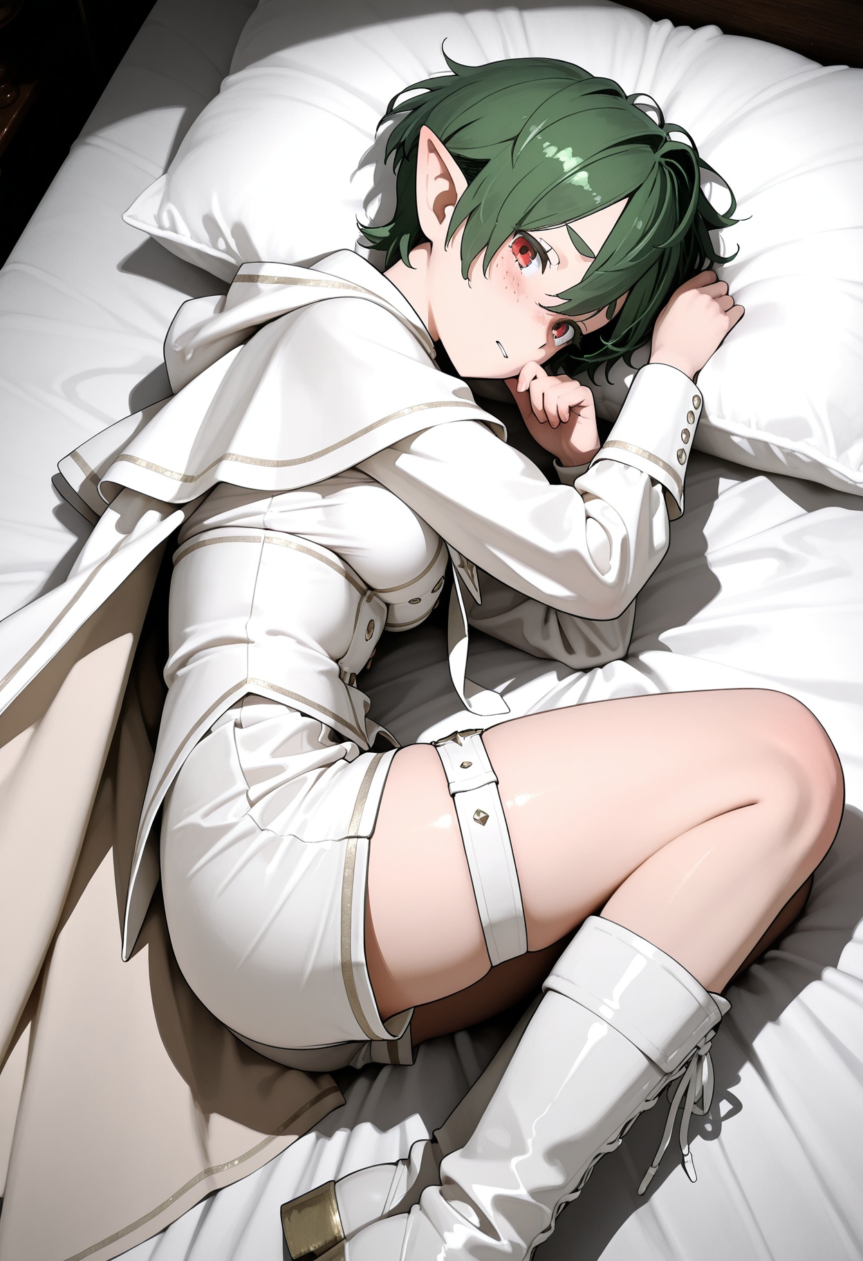 1girl,  green hair,  pointed ears on Tensor.Art
