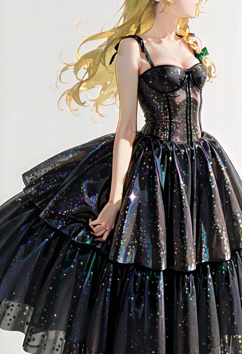 solo,  1girl,  black dress on Tensor.Art