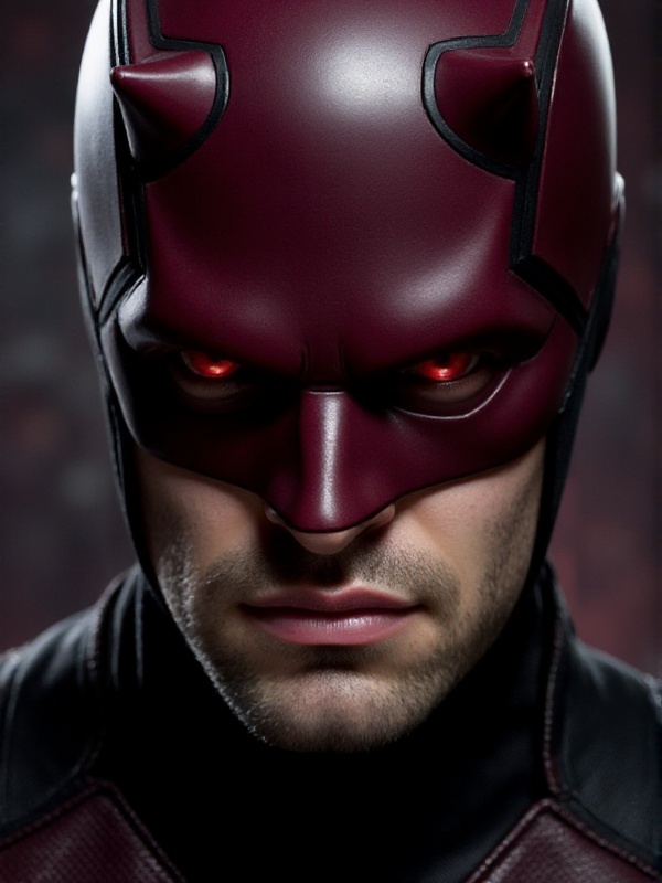 daredevil,  a man with helmet and mask,  redeyescloseup face portrait on Tensor.Art