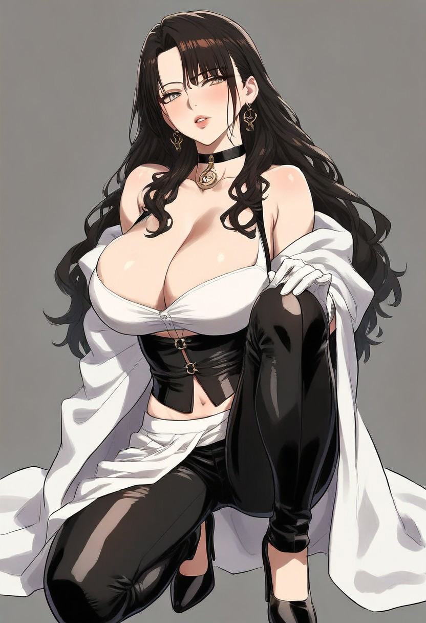 1female beauty face,  black hair,  cleavage on Tensor.Art